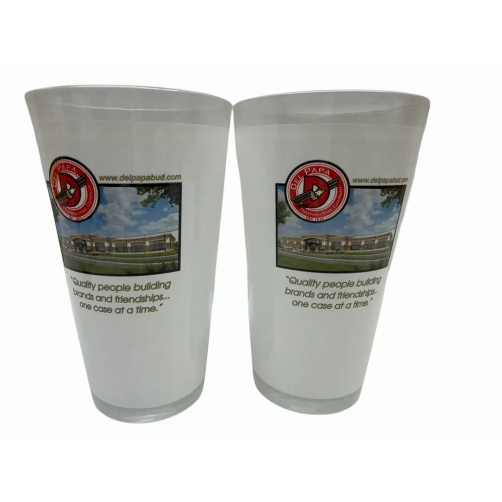 2- Budweiser Pint 16 oz Beer‎ Glass Anheuser Busch Eagle A Logo